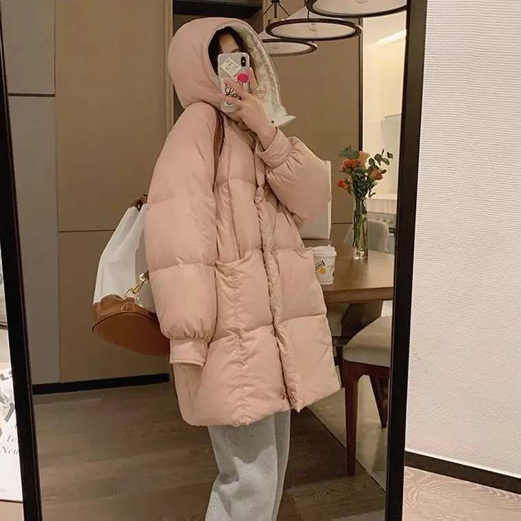 Thickened Bread Jacket Down Cotton-Padded Jacket Women's Korean Style Loose Winter Coat Mid-Length Cotton-Padded Jacket 2022 New
