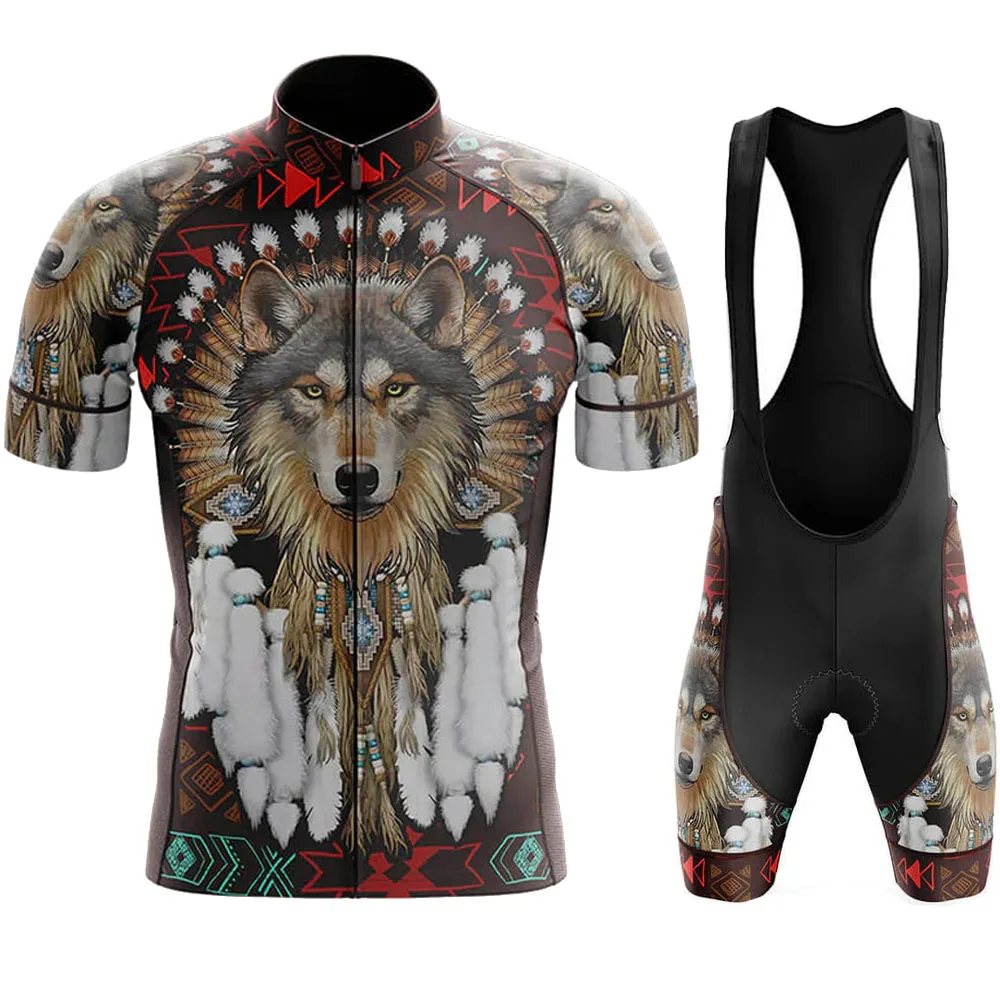 

2023 Native Wolf Cycling Jersey Set Summer Cartoon Anime Bicycle Clothing Road Bike Shirts Suit Bicycle Bib Shorts MTB Ropa