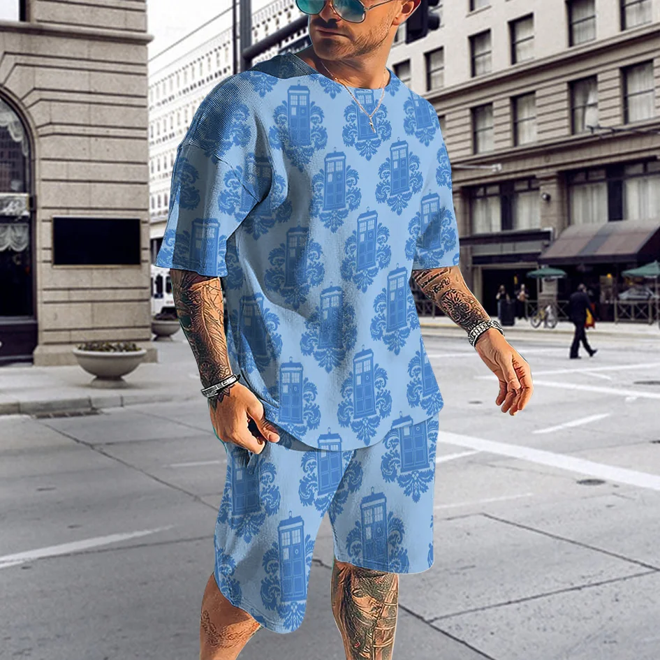 Summer Suits for Men Sets Causal Short Sleeve Tshirt Beach Shorts Sportswear Male O-neck T-shirt 2-piece Tracksuits Clothing