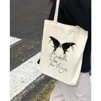 womens bags y2k canvas tote bag gothic printing large vintage eco bag shopper handbags bag shopping bag leisure school bag