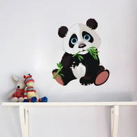 1pcs cute panda eat bamboo wall stickers childrens room wall decoration animal cartoon creative pvc stickers home decoration
