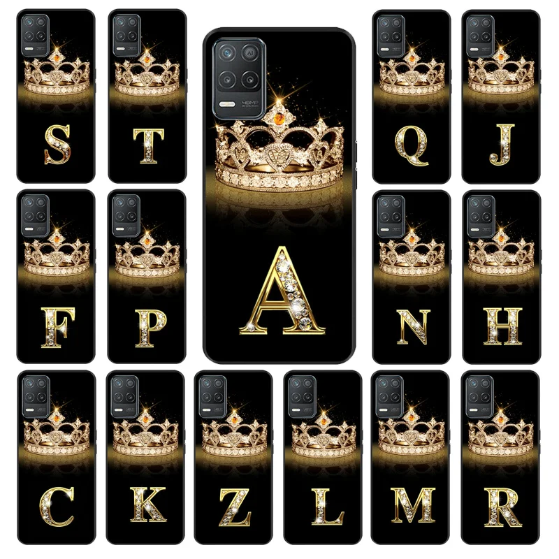 

Alphabet Diamond Crown Phone Case for OPPO Realme GT 2 Pro X2 Pro XT C25S 8 7 6 Pro 6i GT Master C3 C21 C21Y C11 X3 SuperZoom