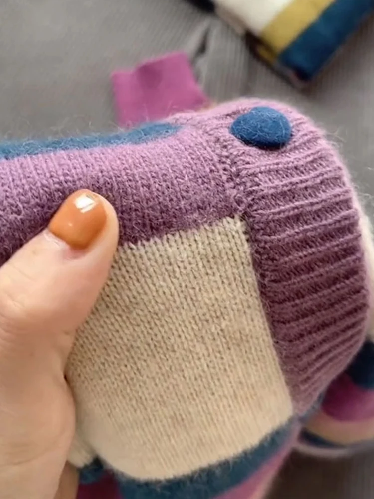 Женский полосатый кардиган-свитер Harajuku корейский Y2k оверсайз кашемировые