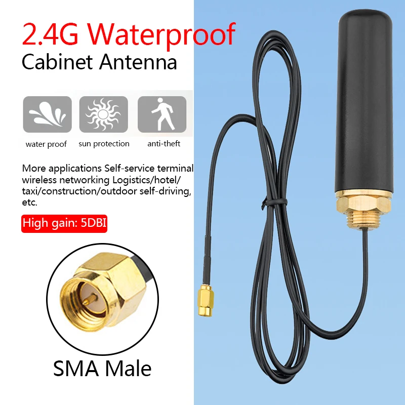 EOTH 2.4G mini DTU wifi cabinet antenna omnidirectional 433mhz 868mhz 4g outdoor waterproof 1m cable sma male base station