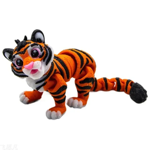 3D печатная мини-милая красочная фигурка тигра многосуставная подвижная для