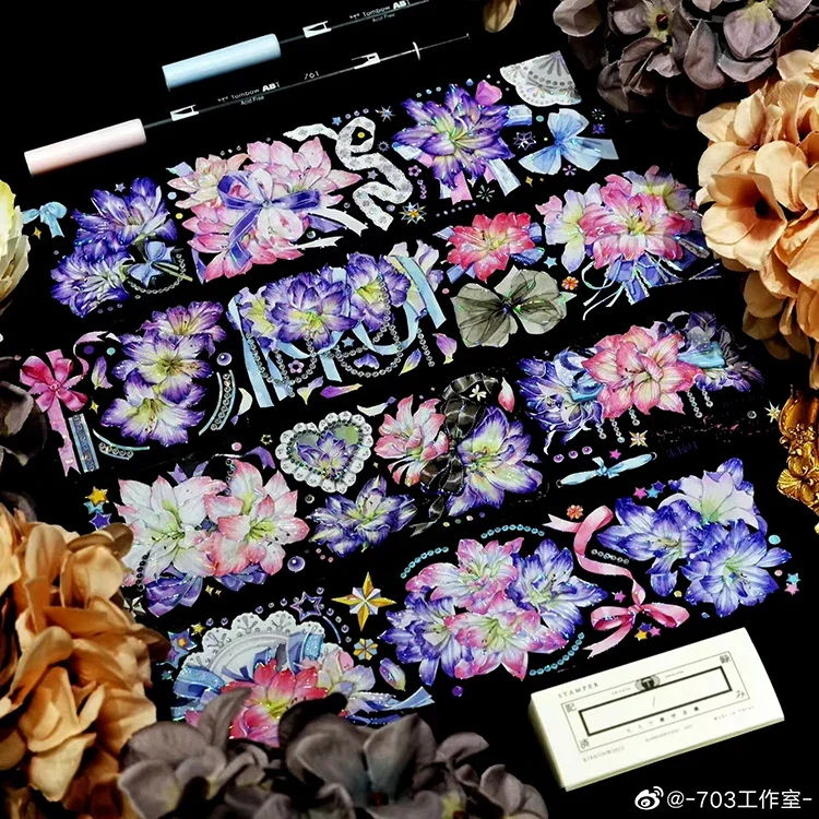 

1 Loop Red colorful flower shiny PET Tape