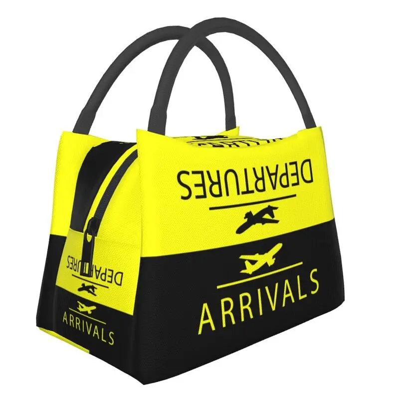 

Plane Arrivals And Departures Lunch Bag Aviation Airplane Aviator Pilot Cooler Thermal Insulated Lunch Box Picnic Food Bags