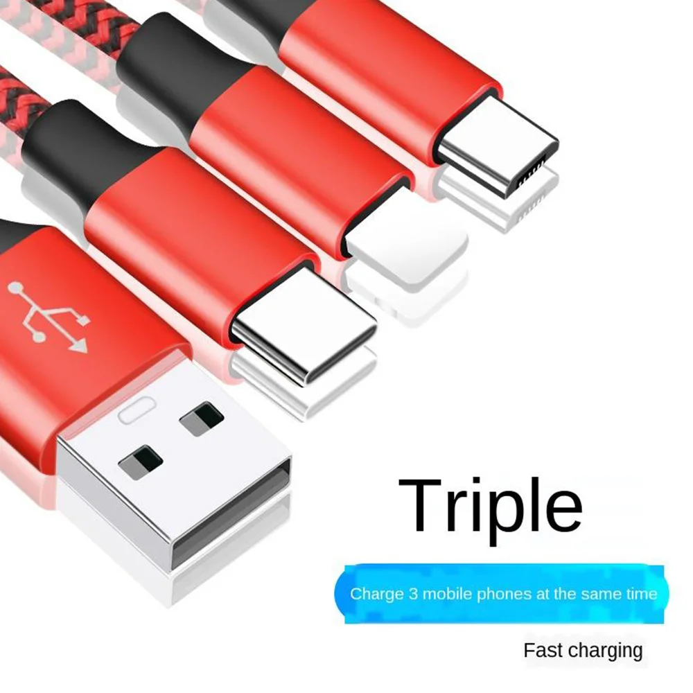 

3 In 1 Charging Cable Emitting Keychain Data Cable Type C Micro USB IOS Fast Charge Cord For IPhone Android Smartphone