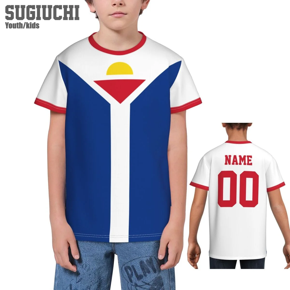 Пользовательское имя номер флаг Святого Валентина эмблема 3D футболки для детей