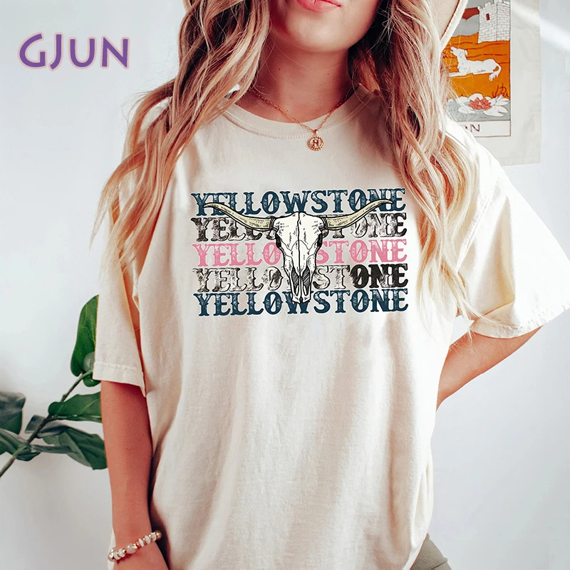 

Yellowstone Western Vintage T-Shirt Summer Graphic T Shirts Short Sleeve Cotton Tee Shirt Aesthetic Women's Clothing