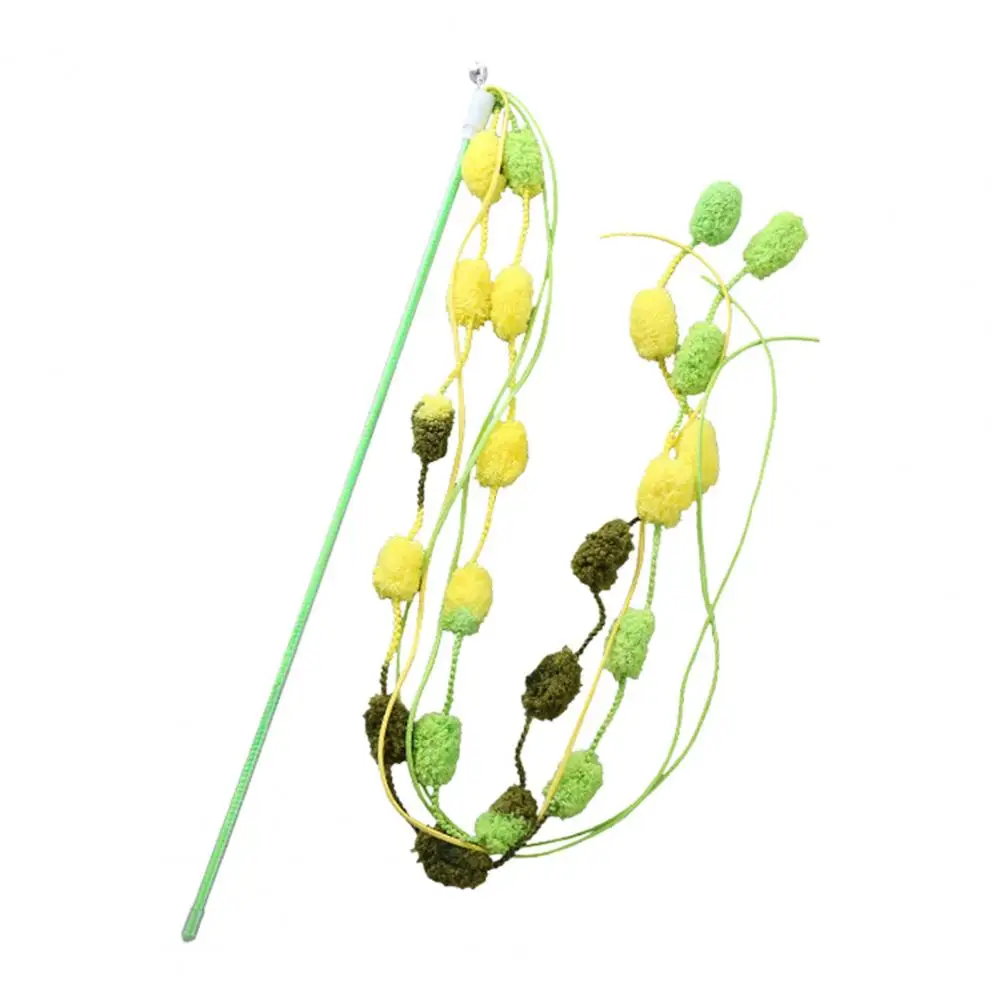 

Attractive Kitten Teaser Stick Wand with Colorful Plush Ball Cat Plush Toy No Odor Emotional Comfort