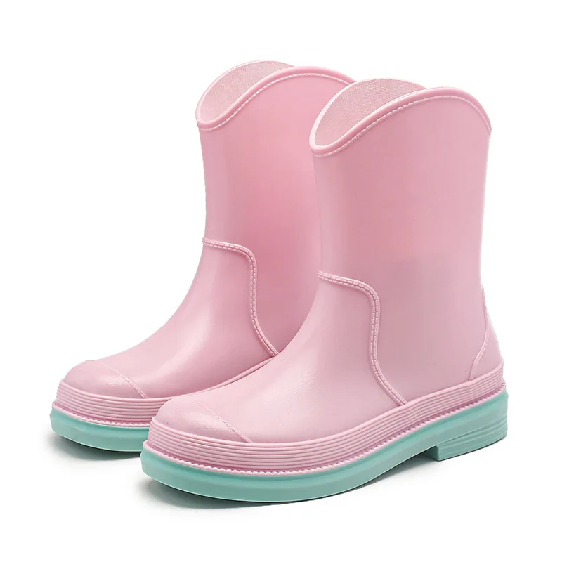 Women Mid-calf PVC Rain Boots Colorful Anti-slip Rain Shoes For Woman Wellies Boots AL14