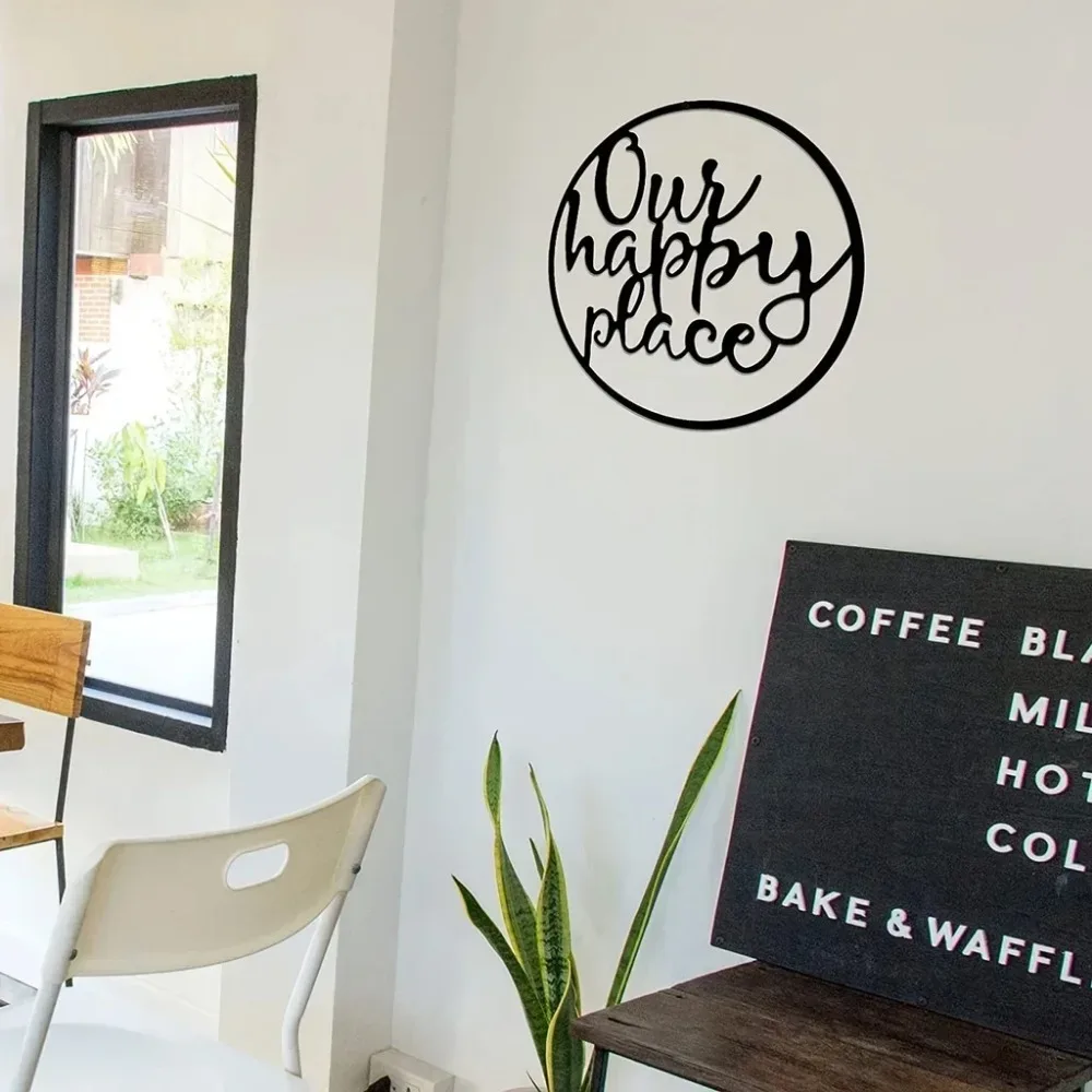 1 шт Металлический Настенный знак нашего счастливого места: Добавьте очарования