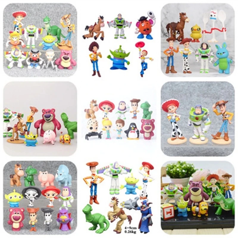 

Movie Toy Story 3pcs/7pcs/8pcs/9pcs/12pcs/17pcs Cartoon Toys Woody Buzz Lightyear Jessie Forky Action Figure collectible Dolls