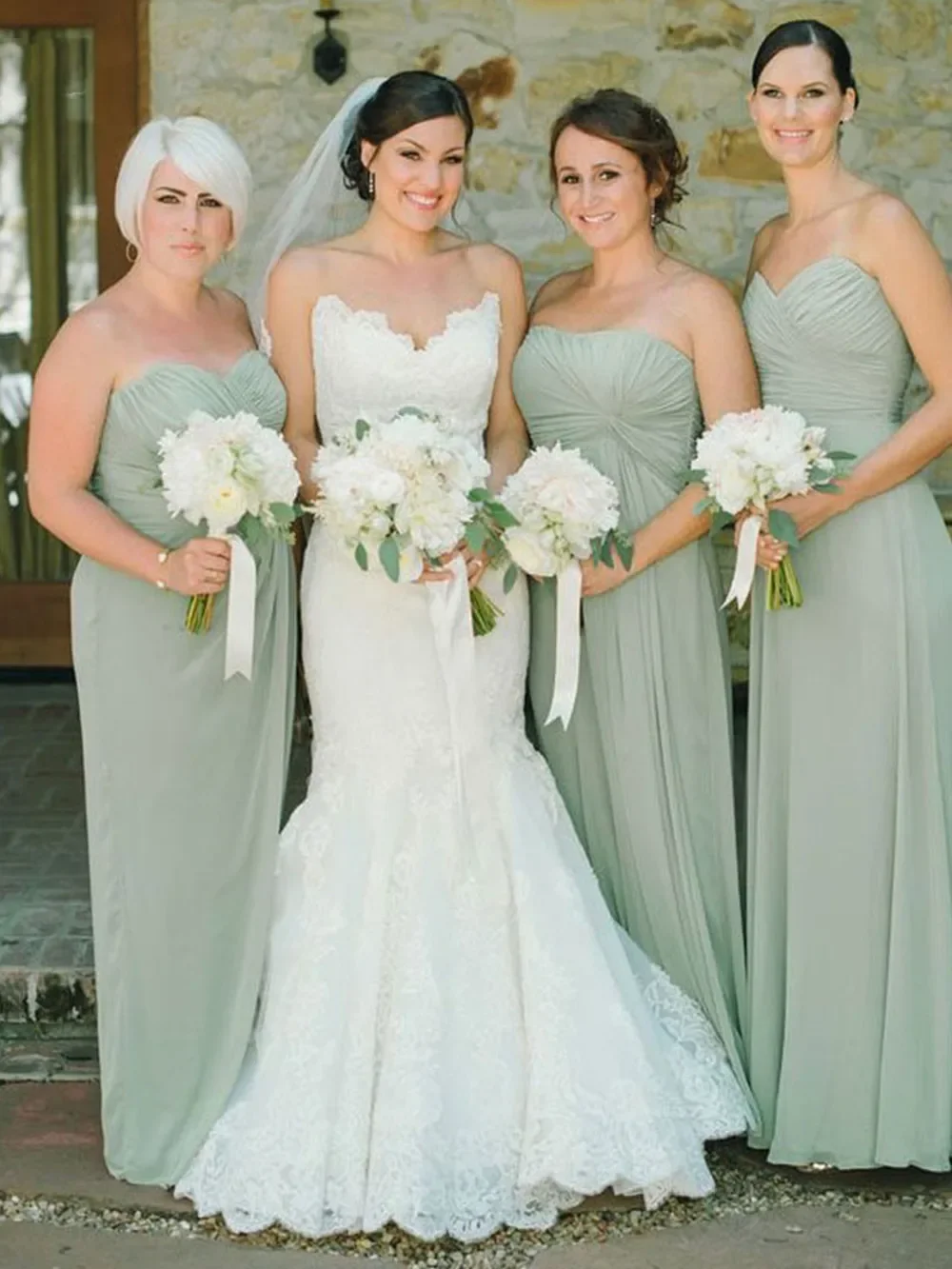 

Cheap Chiffon Maid Of Honor for Woman Mermaid Bridesmaid Dresses Mint Green Wedding Party Gowns