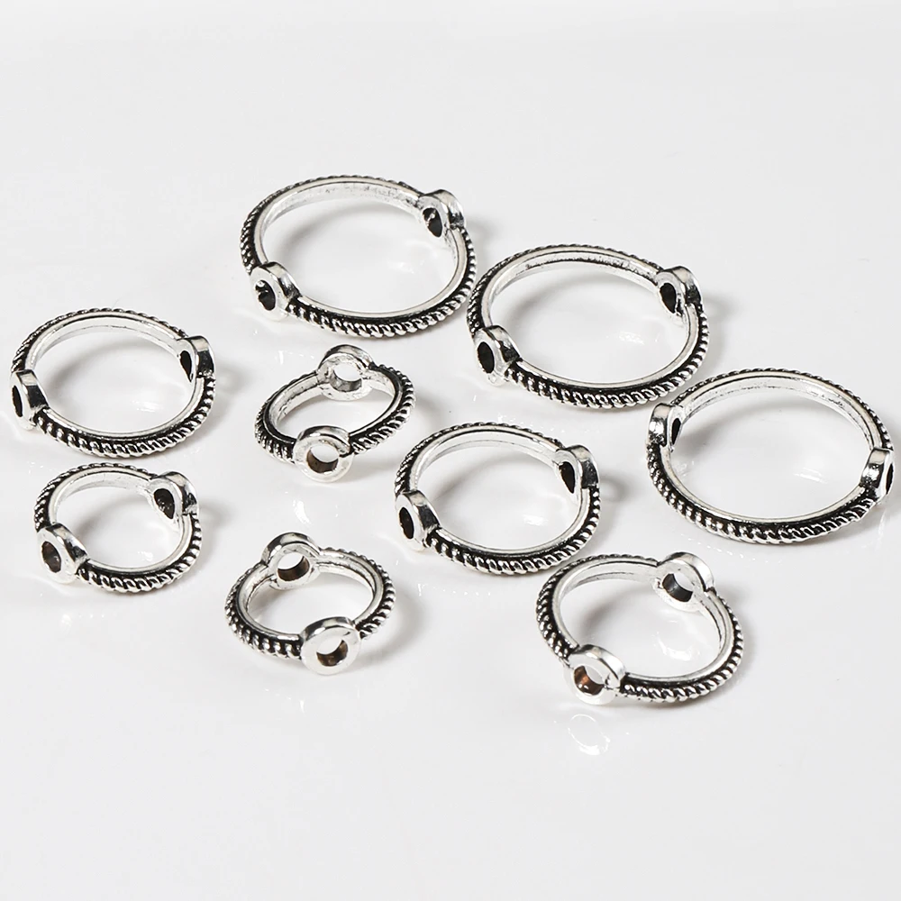 

30pcs/lot 6 8 10 mm Vintage Retro Round Frame Wrapped Bead Ring Spacer Beads Cap DIY Bracelet for Jewelry Making Accessories