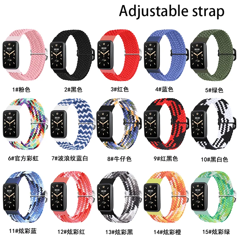 Nylon Strap For Xiaomi Mi Band 7 Pro Elastic adjustable Braided solo loop Bracelet Correa for mi band 7 pro miband 7pro Strap images - 6