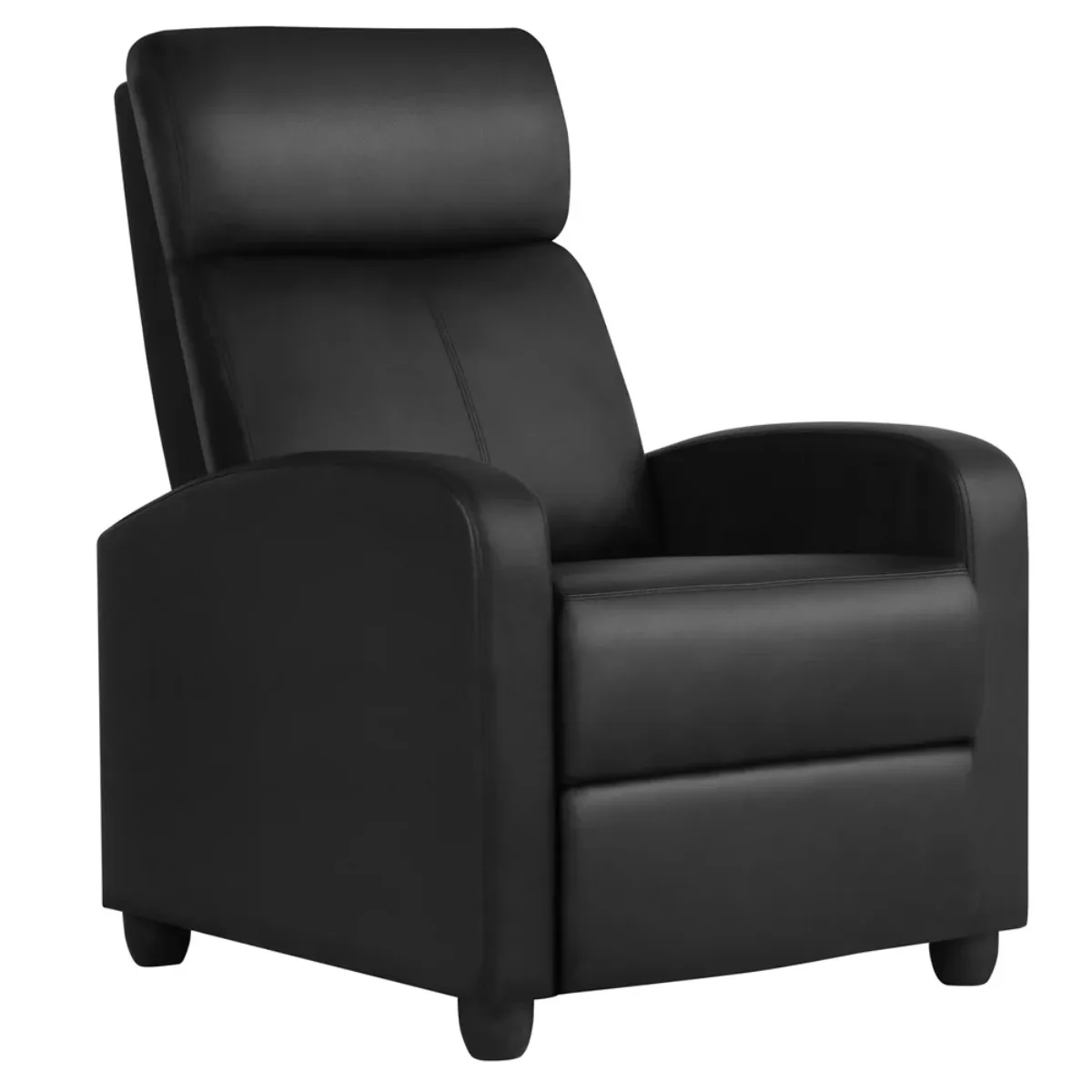 

Design Faux Leather Push Back Theater Recliner Chair with Footrest, Black