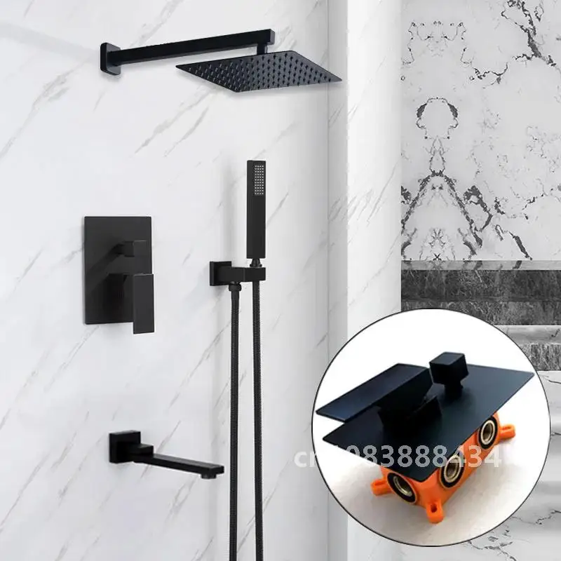 Скрытый матовый золотой душевой набор 3-ходовой смеситель для ванной комнаты