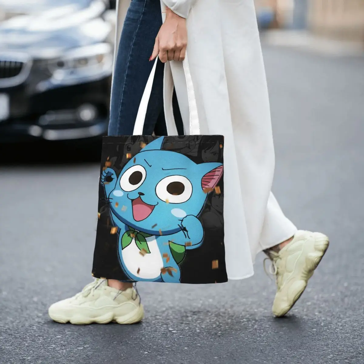 Fairy Tail Happy Women Canvas Handbag Large Capacity Shopper Bag Tote Bag withSmall Shoulder Bag