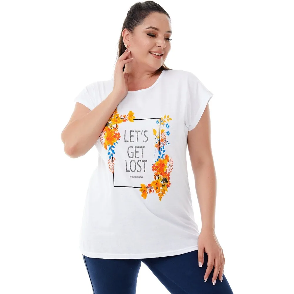 

Футболка Dorlie большого размера с белыми рамками и цветочным принтом