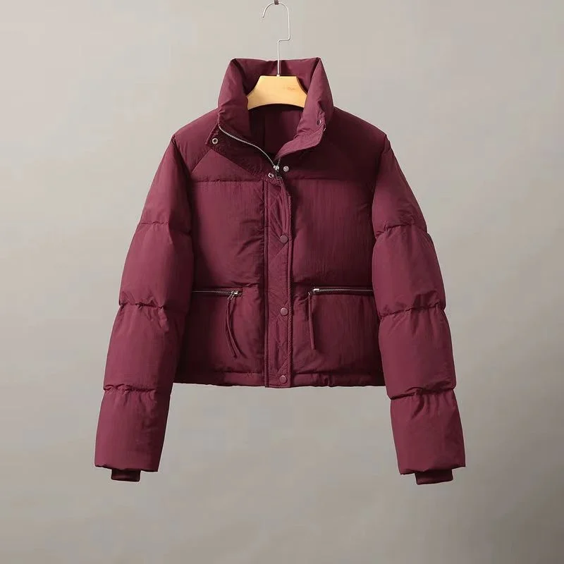 

Новинка 2023, женская зимняя куртка, короткое хлопковое пальто с воротником-стойкой, зимние свободные женские парки, пальто для женщин, однотонное пальто, верхняя одежда