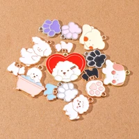 10pcs cartoon animal charms for jewelry making enamel dog charms pendants for necklaces drop earrings diy keychains accessories
