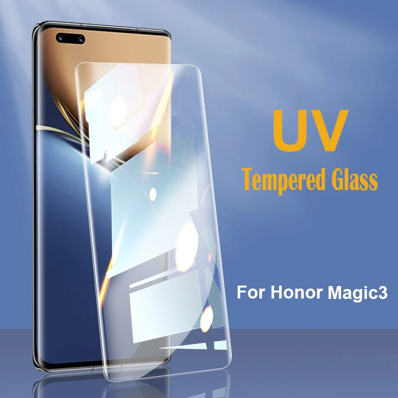 

UV Liquid Tempered Glass For Honor Magic 3 Full Glue Screen Protector Glass for Honor Magic3 3D Full Cover Protective Front Film
