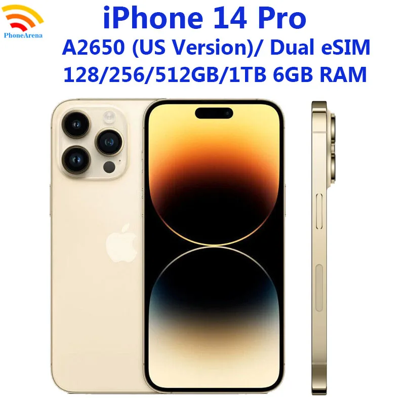 

98% New Original iPhone 14 Pro 6.1" 5G Dual eSIM 128/256/512GB 1TB ROM 6GB RAM Genuine Super Retina OLED Face ID NFC A15 14Pro