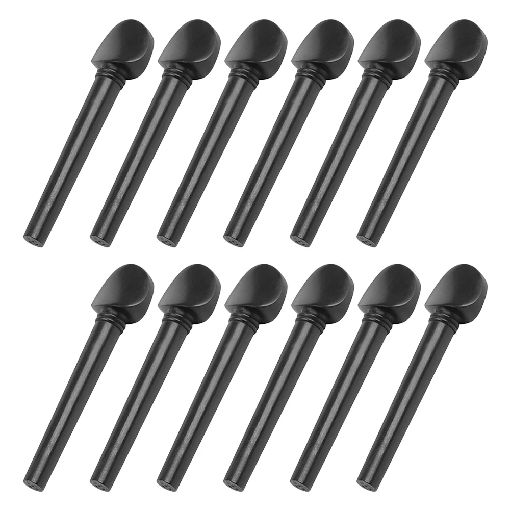 

12 Pcs Black Violin Button Oud Supplies Musical Instrument Accessories Non-slip Ebony Crafts Pegs Tuning
