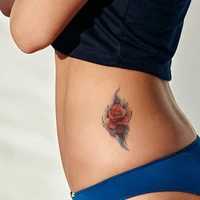 watercolor flower temporary tattoos sticker fake rose pattern tatto decal waterproof body art neck belly arm tatoos for women