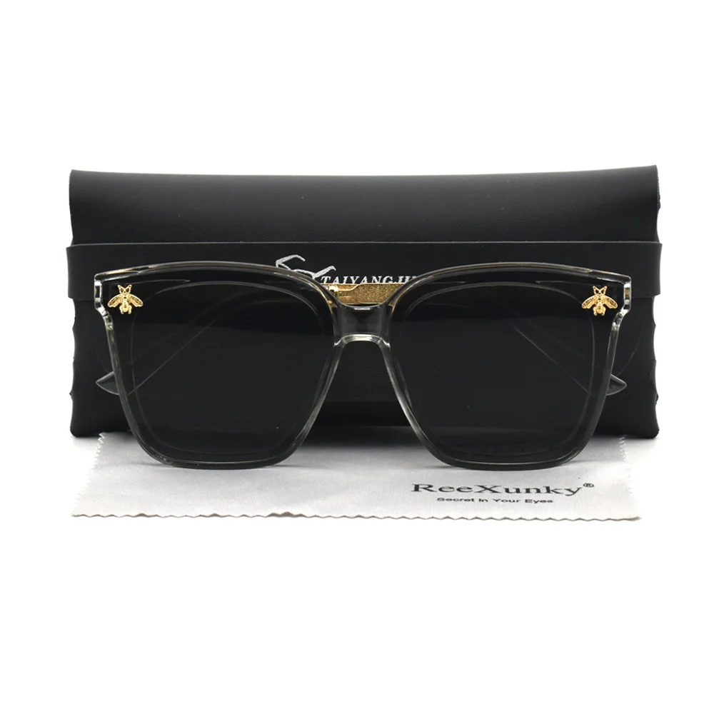 

Vintage Designer Square Bee Sunglasses For Women Men Luxury Brand Gradient Sun Glasses Female Mirror Shades Eyewear Oculos UV400