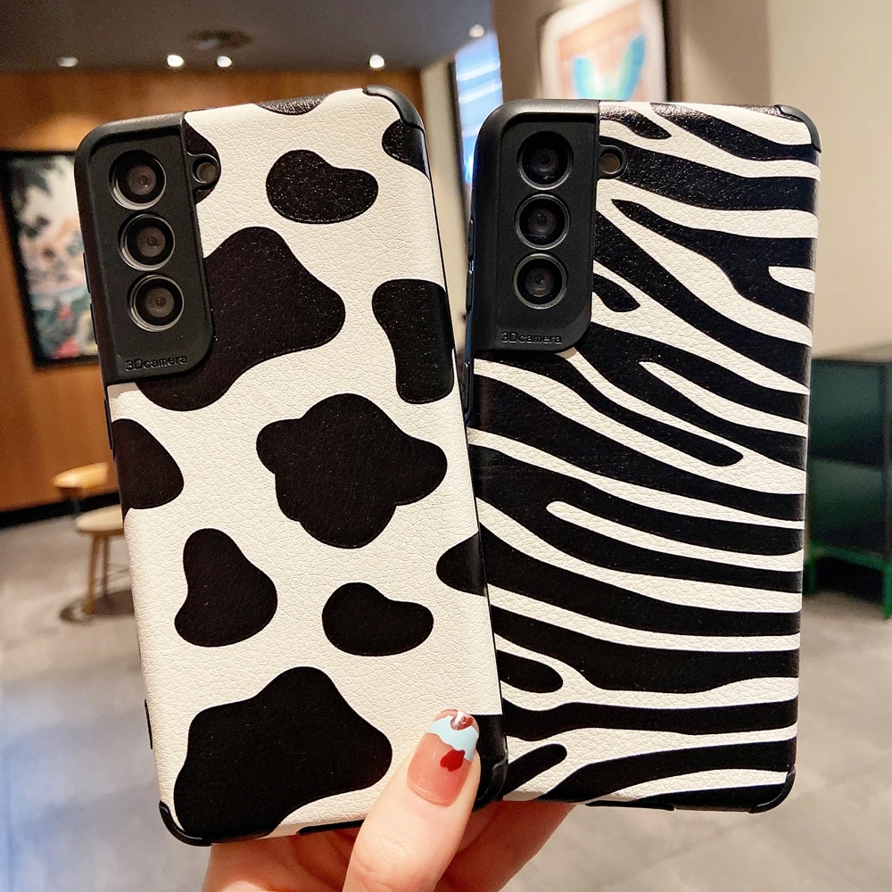 

Luxury Leather Zebra Cow Pattern Case For Samsung Galaxy S22 Plus S21 S20 S30 Ultra S8 S9 S10 Note 8 9 10 20 M10 M20 Soft Cover