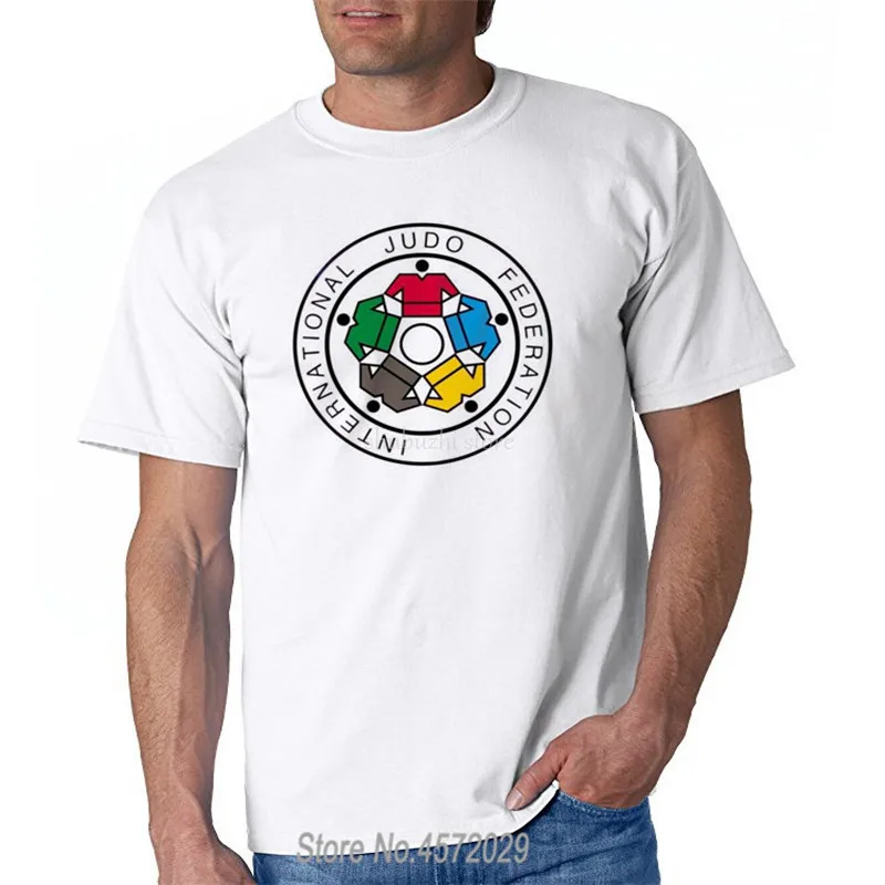 

New IJF International Judo Federation Logo Men's White T-Shirt Size S to 5XL Fashion T Shirts Summer Straight cotton sbz4597