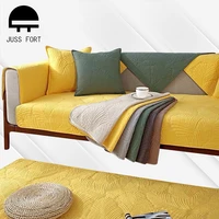 solid color cotton sofa cover plant leaf print couch slipcover non slip armchair seat cushion corner sofa towel for living room