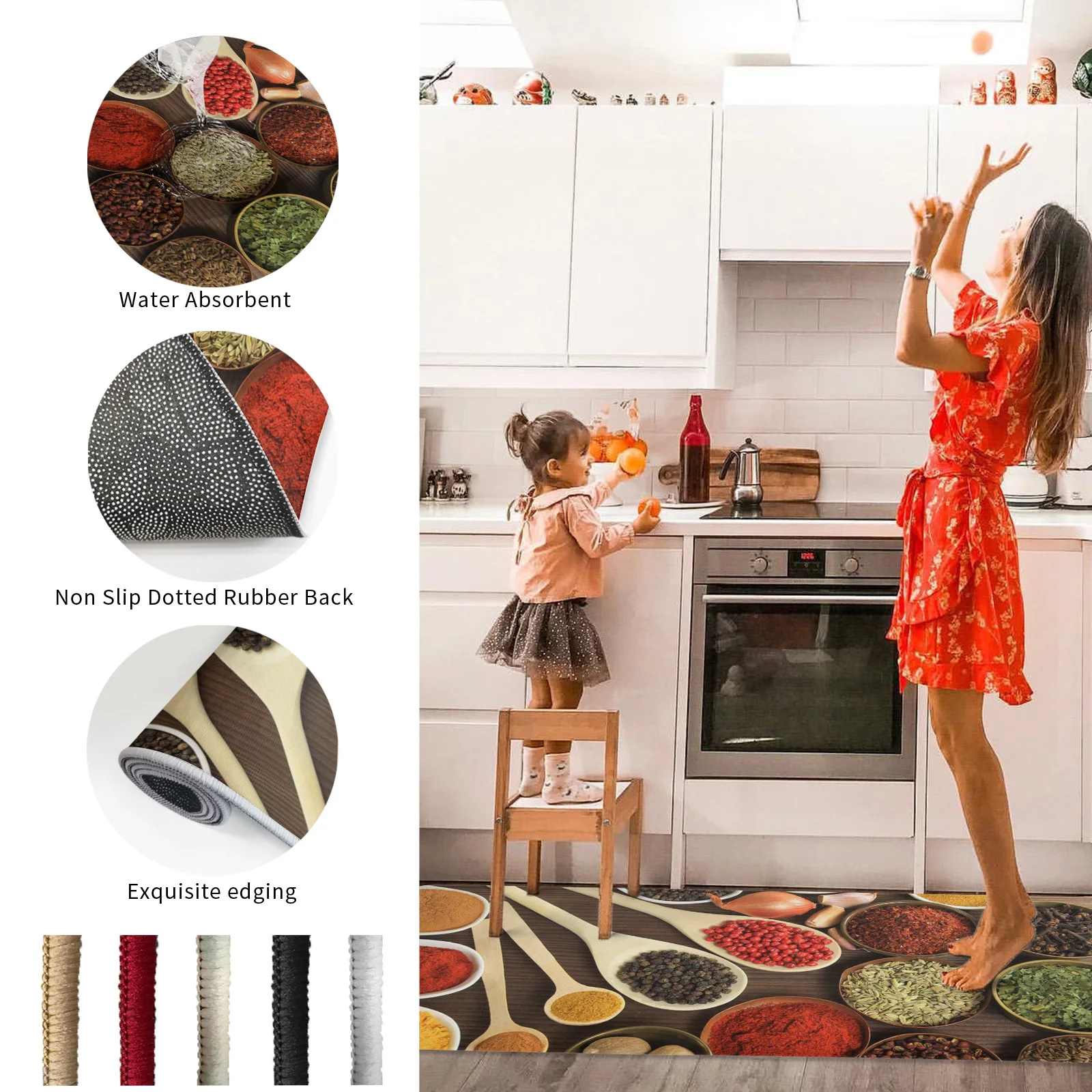 Spices Vanilla Raw Materials Kitchen Mat Long Bedroom Entrance Doormat Home Living Room Carpet Bathroom Non-Slip Rug |