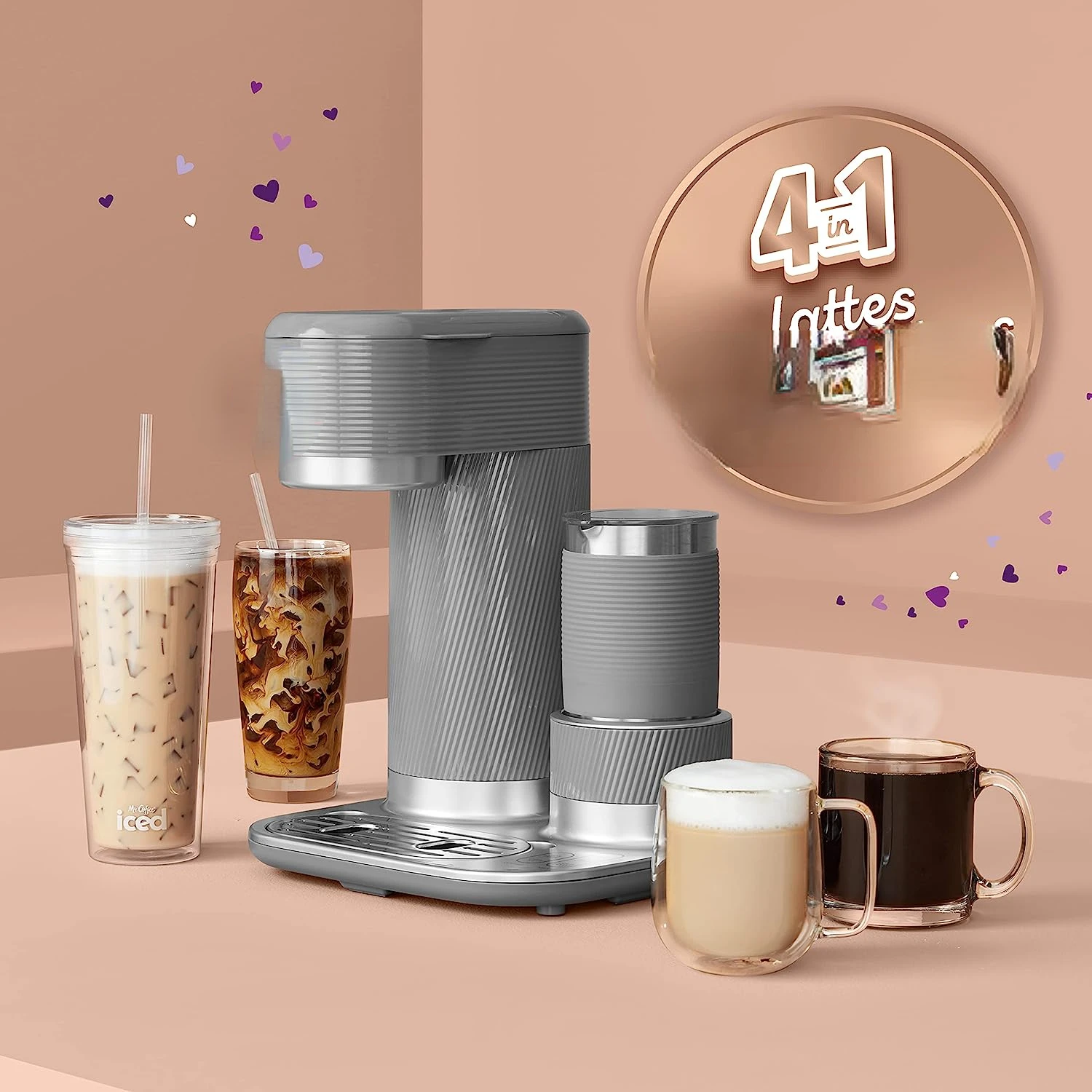 

Single-Serve Latte Lux, Iced, and Hot Coffee Maker with Milk Frother,22 ounces