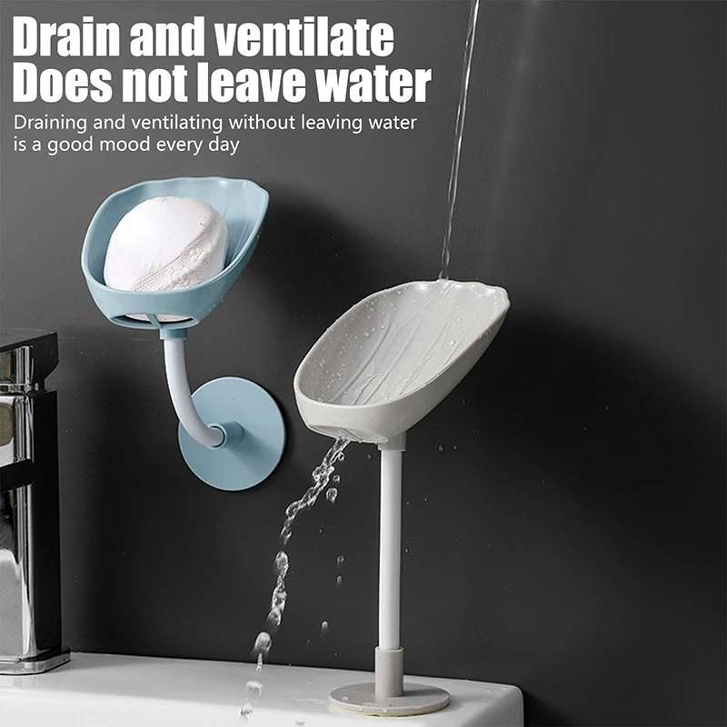 

2023NEW dish for bathroom soap holder wall-mounted suction cup bath sponge stand box free punching pasting rotate soap box sheet