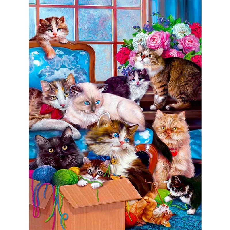 

Алмазная вышивка с кошкой, набор для алмазной живописи, животные, вышивка крестиком стразы, домашний декор