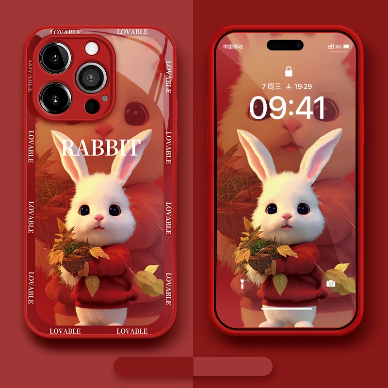 

Case for Huawei MATE30 MATE30PRO MATE40 MATE40PRO MATE50 MATE50PRO cute rabbit anti-drop glass phone case