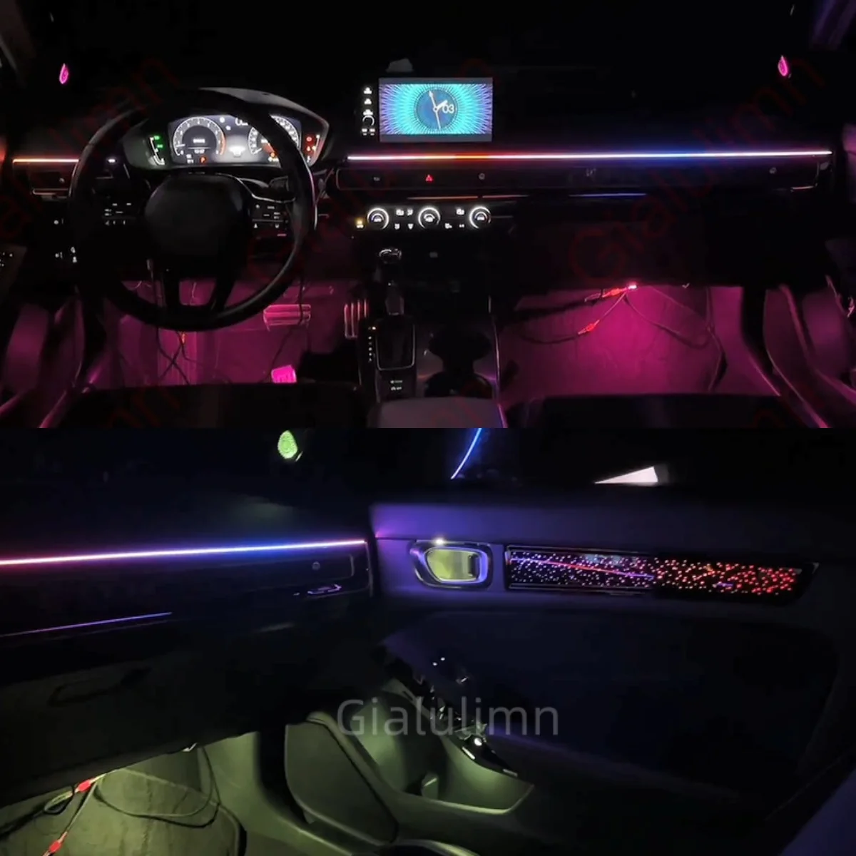 Фото Светодиодная атмосферная подсветка Gialulimn Ambient Light для Civic 11-го поколения 2022, 2023, 2024 годов выпуска, комплект динамической подсветки салона. №2