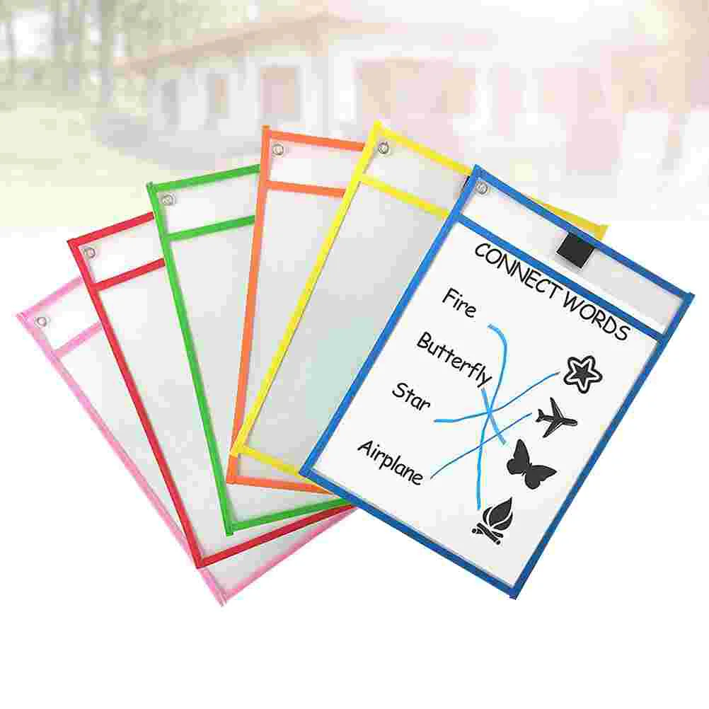 

10Pcs Dry Erase File Pockets Delicate Assorted Colors Document Pouches Stationery Supplies for School