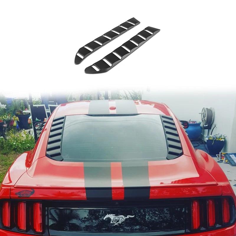 Фото Для Ford Mustang Sport 2015-2023 года, жалюзи на заднее окно, 1 пара, литой полипропиленовый материал, матовый черный комплект внешнего кузова автомобиля №1