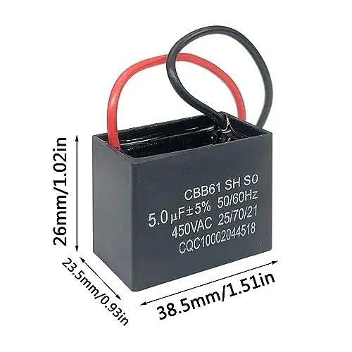 Конденсатор 2 провода 5UF 450VAC CBB61 конденсатор для потолочного вентилятора 50/60Hz