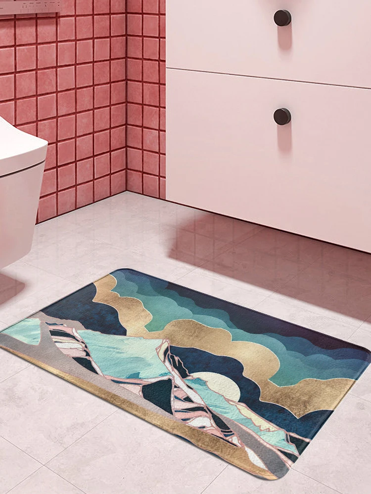 Цветной коврик с Горным принтом Придверный для кухни входной двери ванной