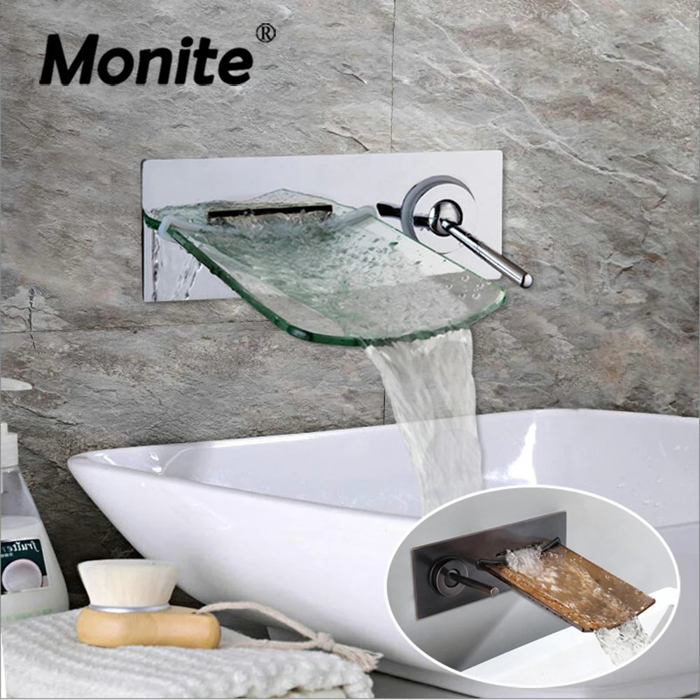 Brushed & Chrome Brass Bathroom Faucet Water Tap Mixer