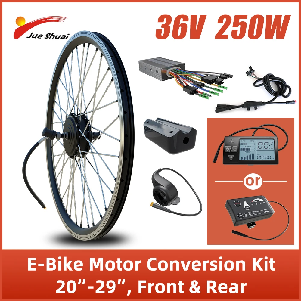 

36V 250W Front Rear Hub Motor Brushless Gear Bicycle Electric Bike Conversion Kit 20-29 Inch 700C Wheel Drive Engine Ebike Kit