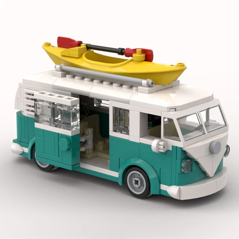 Конструктор MOC Technical Car T1 Turquoise Camper Van, модель MOC-98772, креативные строительные блоки, модульная сборка, подарок на день рождения (art.: 3920d4e5991fc) - 3920d4e5991fc