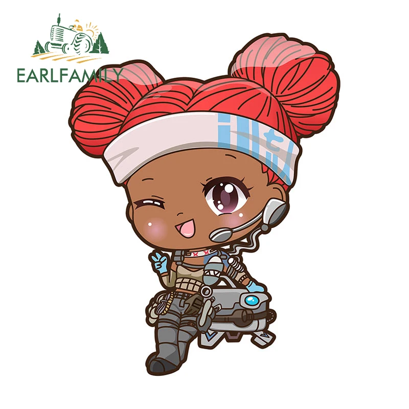 

EARLFAMILY 13cm x 10.3cm for Apex Cute Chibi Car Stickers Personality Simple Decals Anime Scratch-Proof Trunk Caravan Decor