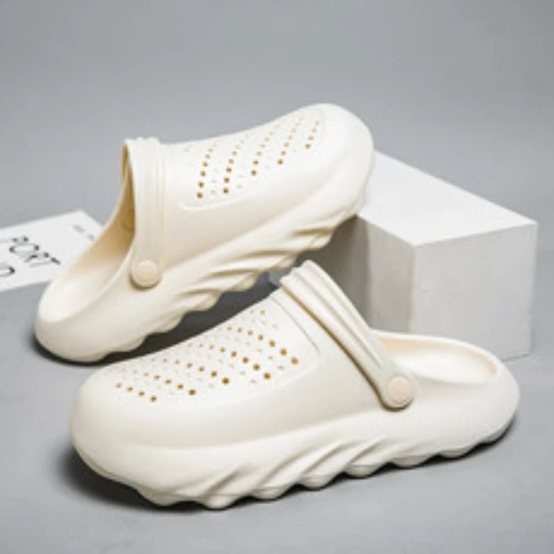 

WEH Men Beach Sandals 2023 New Summer Outdoor Indoor Leisure Hole Shoes Non-Slip Breathable Soft Sole Slip-On Casual Slippers